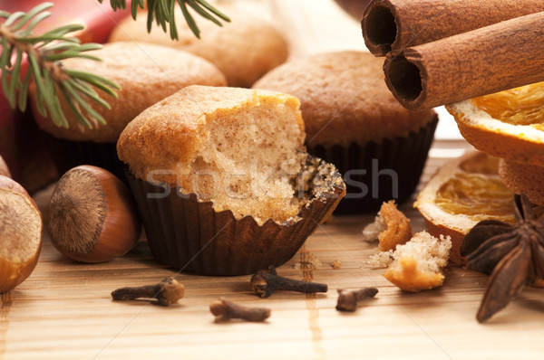 Freshly baked muffins with difrens kind of spieces - christmas d Stock photo © joannawnuk