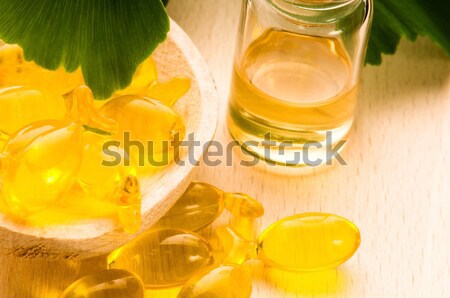 ginko biloba essential oil with fresh leaves - beauty treatment Stock photo © joannawnuk