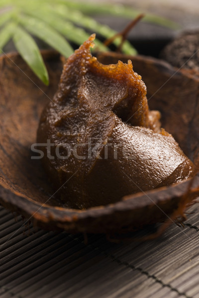 Homemade body peeling with sugar, olive oil and face mask Stock photo © joannawnuk
