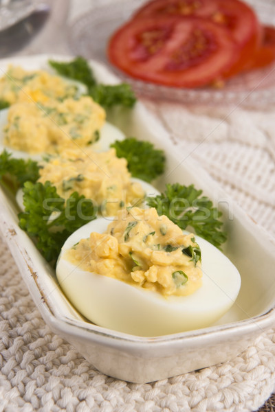 Stuffed eggs with parsley and mayonnaise  Stock photo © joannawnuk