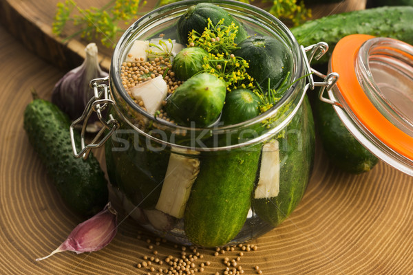 Closeup of fresh pickling cucumbers Stock photo © joannawnuk