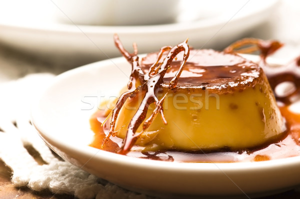 Foto stock: Delicioso · caramelo · sobremesa · café · bolo · almoço