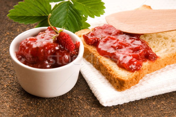 Wild strawberry jam with toast Stock photo © joannawnuk