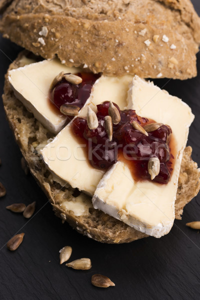 bread served with camembert and cranberry Stock photo © joannawnuk