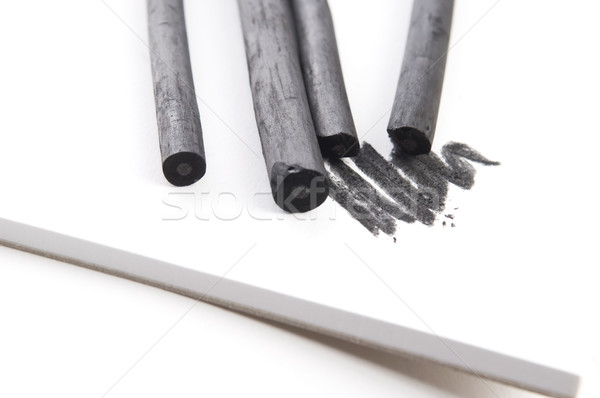 Fekete faszén piszok szerszámok fehér rajz Stock fotó © joannawnuk