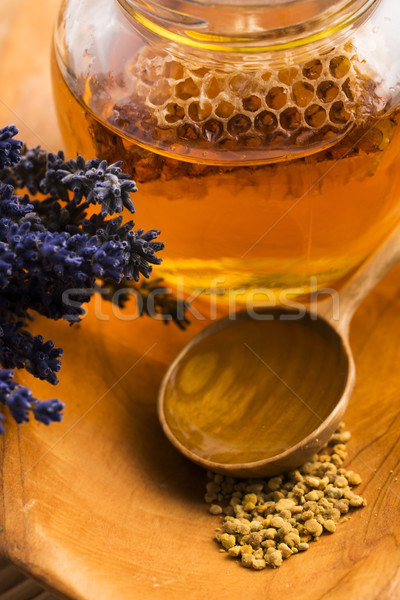 Lavender honey with bee pollen and honey comb Stock photo © joannawnuk