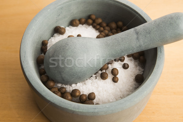 mortar pestle and salt Stock photo © joannawnuk