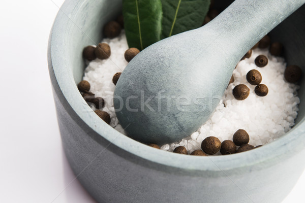 Stockfoto: Zout · voedsel · hout · geneeskunde · bladeren · steen