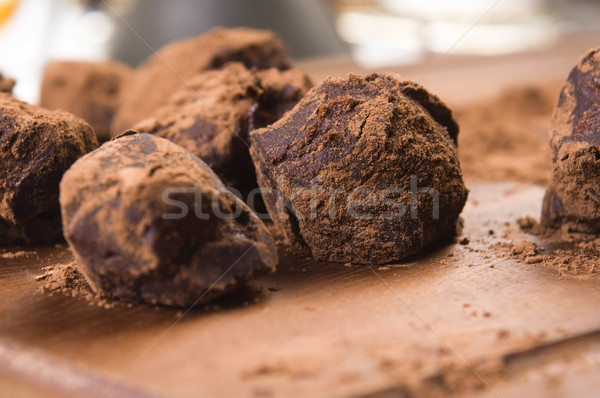 Foto stock: Caseiro · chocolate · grupo · doce · escuro · creme