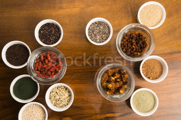 bowls of various superfoods Stock photo © joannawnuk