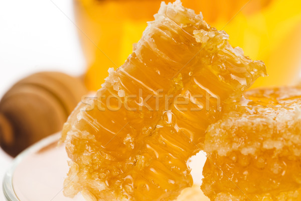 Fresh honey with honeycomb Stock photo © joannawnuk