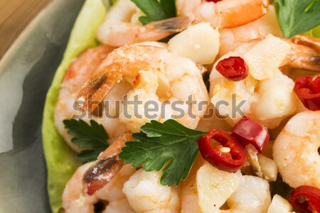 shrimps cooked with garlic and chilli Stock photo © joannawnuk
