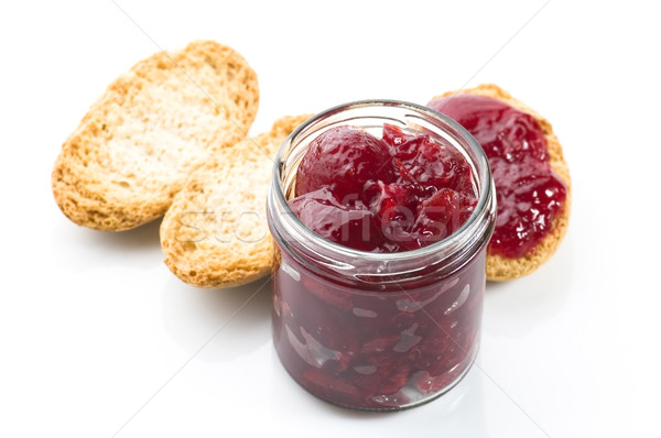 Stock photo: Breakfast of cherry jam on toast