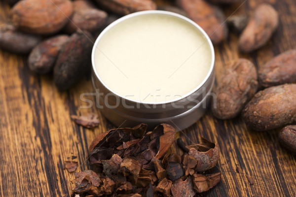 Stockfoto: Natuurlijke · boter · gezonde · bonen · hand · witte