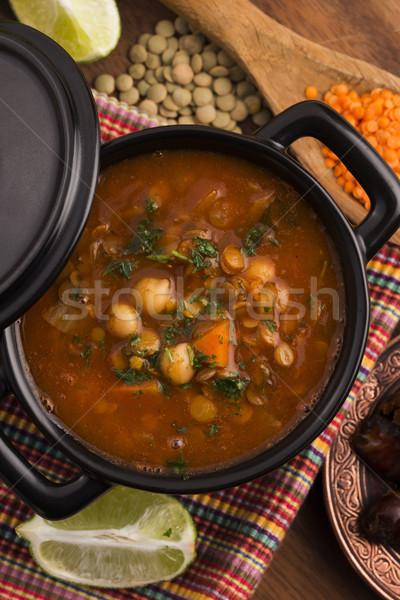 Geleneksel çorba Fas gıda akşam yemeği plaka Stok fotoğraf © joannawnuk