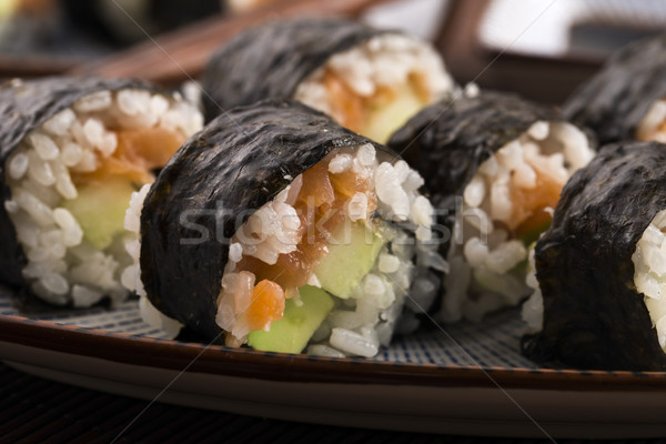 Sushi salmón servido placa cena Foto stock © joannawnuk