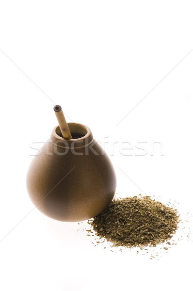 argentinian calabash with yerba mate isolated on white backgroun Stock photo © joannawnuk