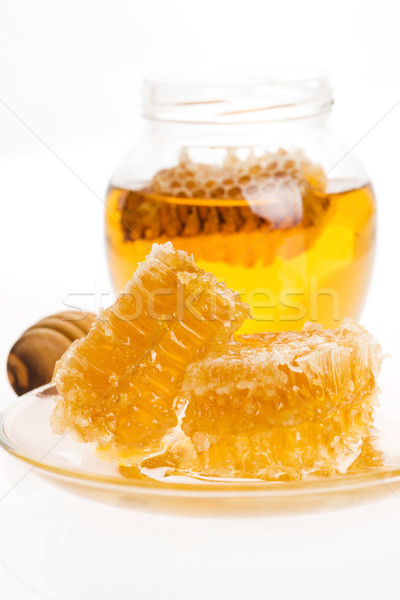 Fresh honey with honeycomb Stock photo © joannawnuk
