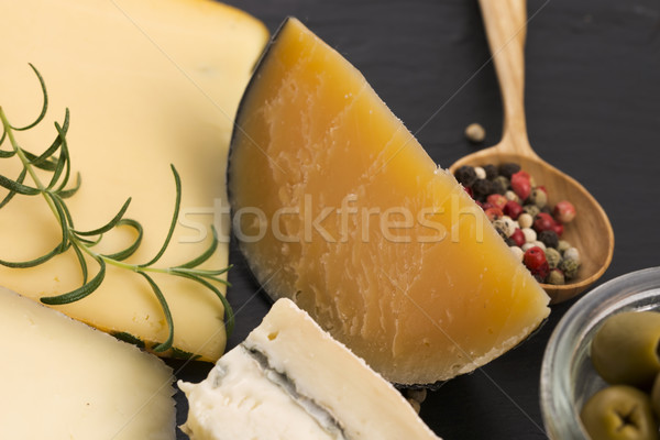 Peynir gıda şarap ahşap tablo Stok fotoğraf © joannawnuk