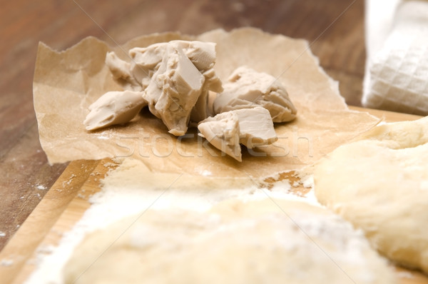 Stock photo: Baker's yeast on wooden board