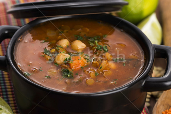 Hagyományos leves Marokkó étel vacsora tányér Stock fotó © joannawnuk