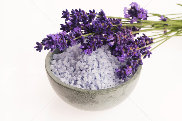 lavender bath salt and some fresh lavender Stock photo © joannawnuk