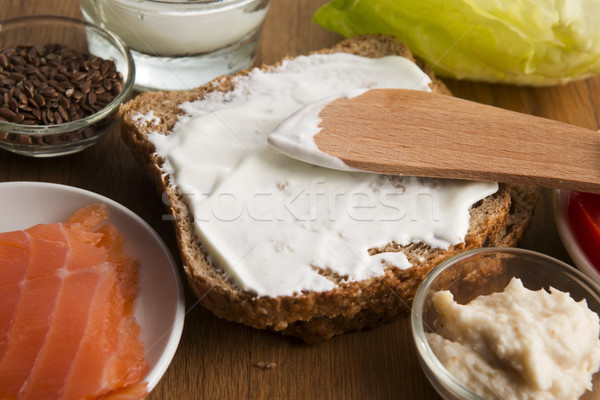 Foto d'archivio: Sandwich · ingredienti · pane · cena · colazione · veloce