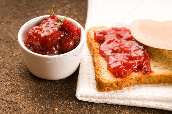 [[stock_photo]]: Confiture · Toast · alimentaire · fruits · verre