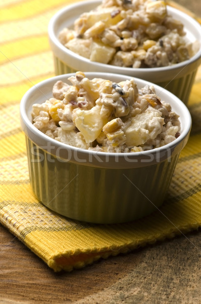 Salad with corn, ananas, nuts and rice Stock photo © joannawnuk