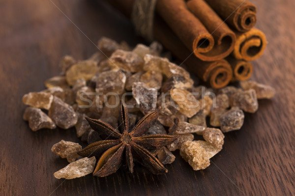 Сток-фото: корицей · тростник · коричневого · сахара · древесины · фон