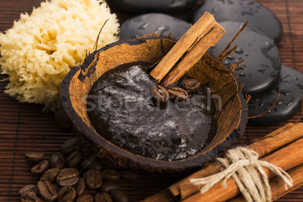 Homemade face and body organic all natural coffee scrub (peeling Stock photo © joannawnuk