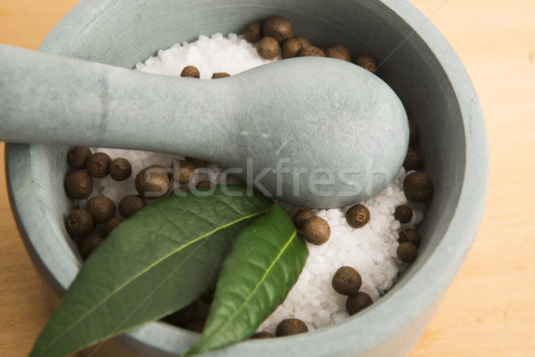 Zout voedsel hout geneeskunde bladeren steen Stockfoto © joannawnuk