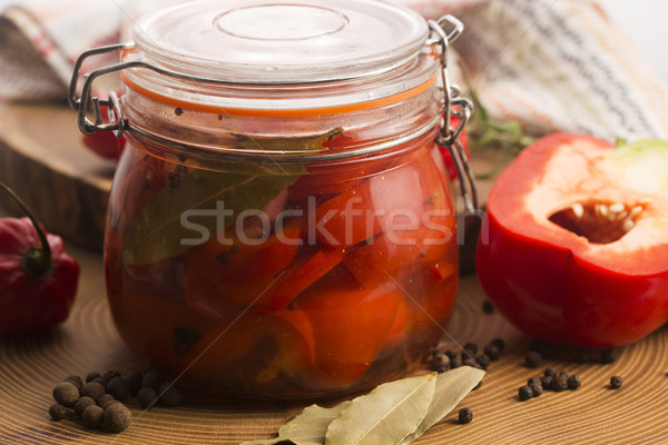 Stockfoto: Eigengemaakt · gemarineerd · olie · Rood · peper · home