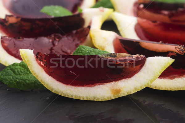 Stock photo: Jelly (jello) shots made out of carved lemon