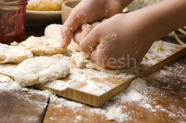 Stockfoto: Detail · handen · meisje · keuken · cake