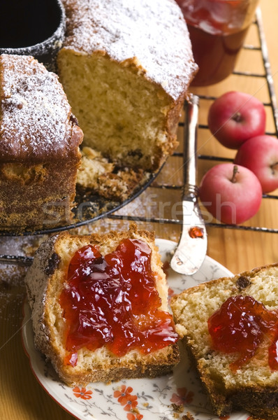 традиционный торт яблоко фрукты ножом завтрак Сток-фото © joannawnuk