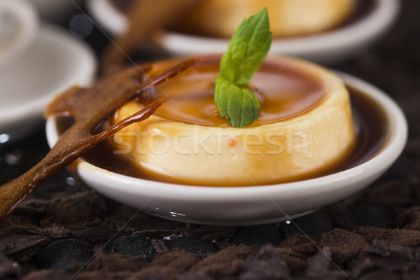 Karamell Dessert Vanille Kraut Essen Frühstück Stock foto © joannawnuk