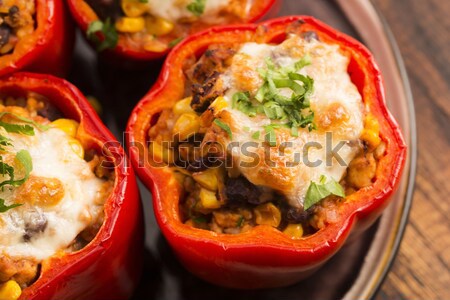 Relleno pimientos carne riñón frijoles maíz Foto stock © joannawnuk