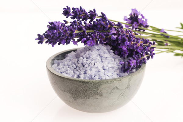 lavender bath salt and some fresh lavender Stock photo © joannawnuk