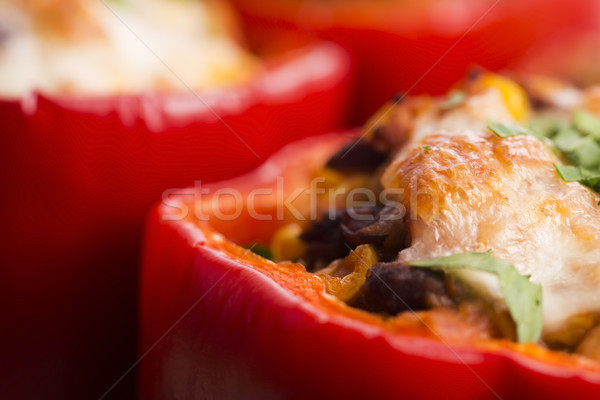 Gevuld paprika vlees nier bonen mais Stockfoto © joannawnuk