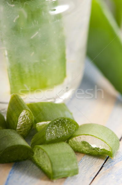 Stock foto: Aloe · Saft · frischen · Blätter · Blatt · Glas