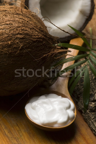 Foto stock: Coco · petróleo · flor · masaje · bambú · equilibrio