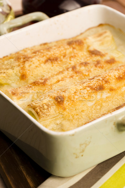 Leeks casserole with white sauce and cheese Stock photo © joannawnuk