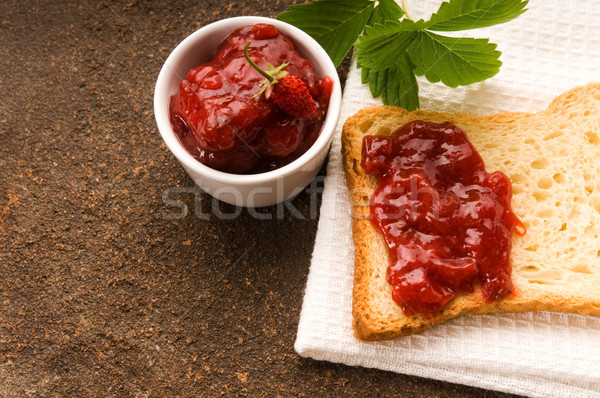 [[stock_photo]]: Confiture · Toast · alimentaire · fruits · verre