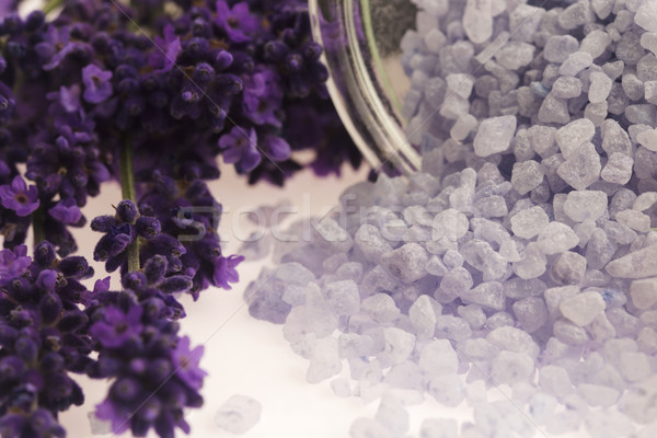 Stock photo: lavender bath salt and some fresh lavender