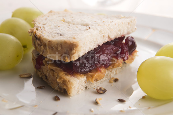 [[stock_photo]]: Beurre · d'arachide · gelée · sandwich · alimentaire · santé · pain