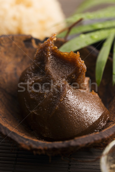 Homemade body peeling with sugar, olive oil and face mask Stock photo © joannawnuk