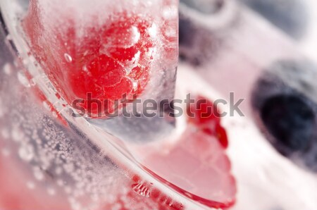 Raspberry and blackberry frozen in ice sticks Stock photo © joannawnuk