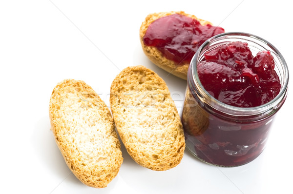 Stock photo: Breakfast of cherry jam on toast
