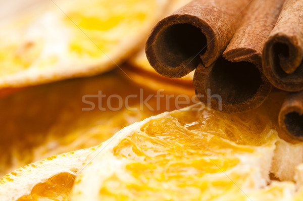 Dried orange and cinnamon sticks - christmas decoration Stock photo © joannawnuk